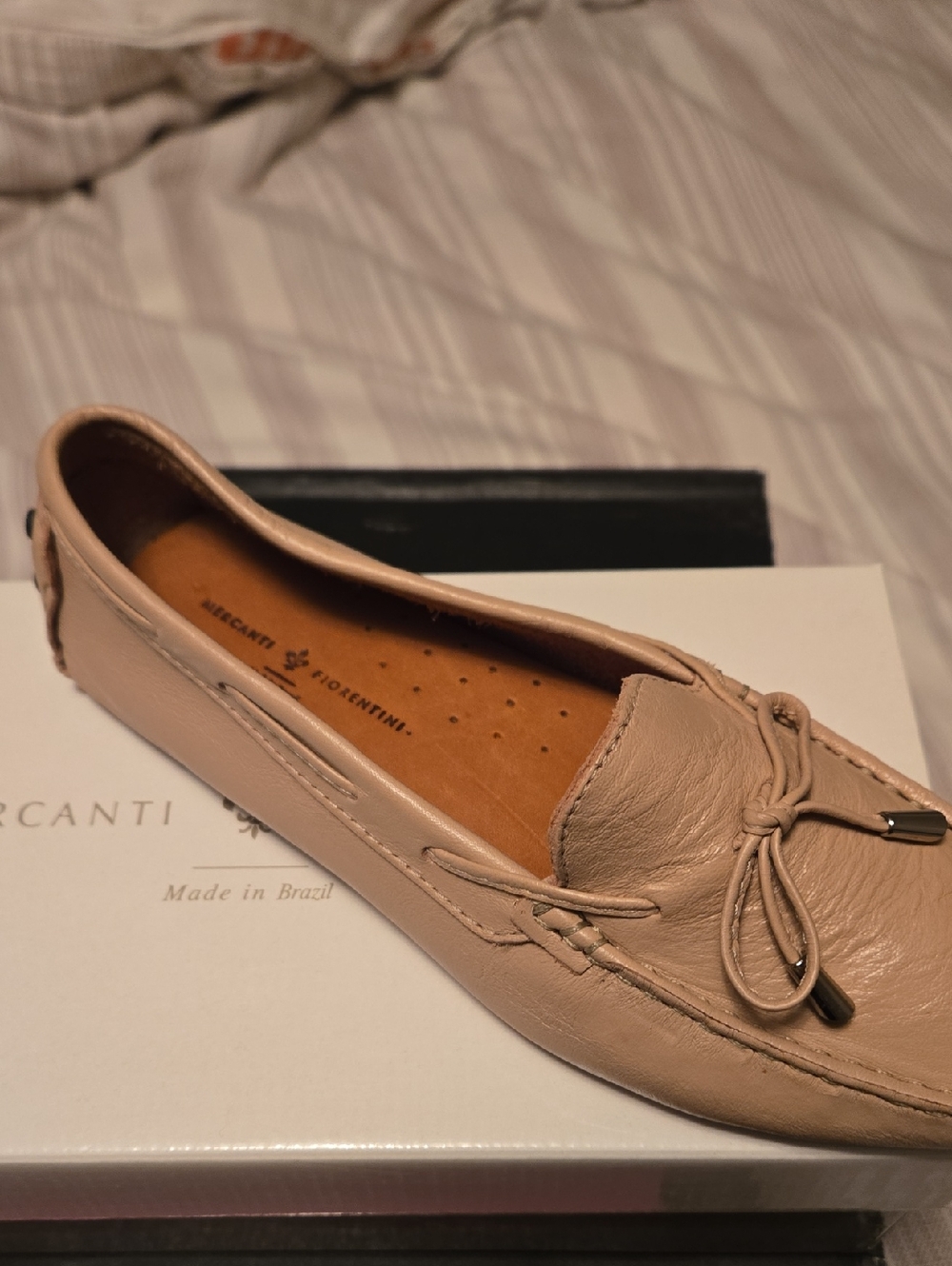 Mercanti Fiorentini Blush Leather Bow-Front Moccasin